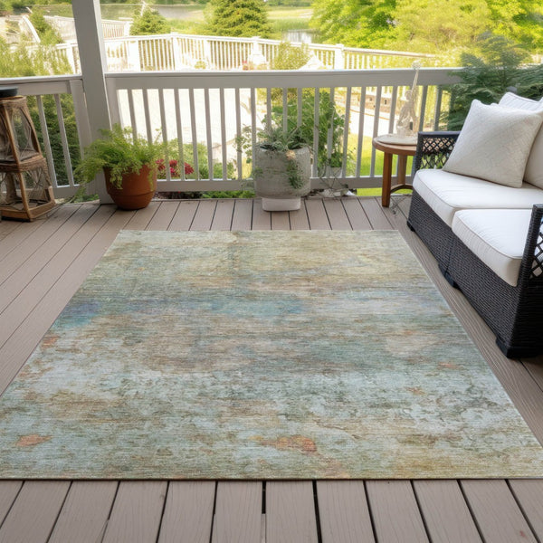 HomeRoots 5' Abstract Washable Area Rug in Wheat, Sky Blue & Beige – Perfect for Indoor/Outdoor Spaces 9' X 12' 631465