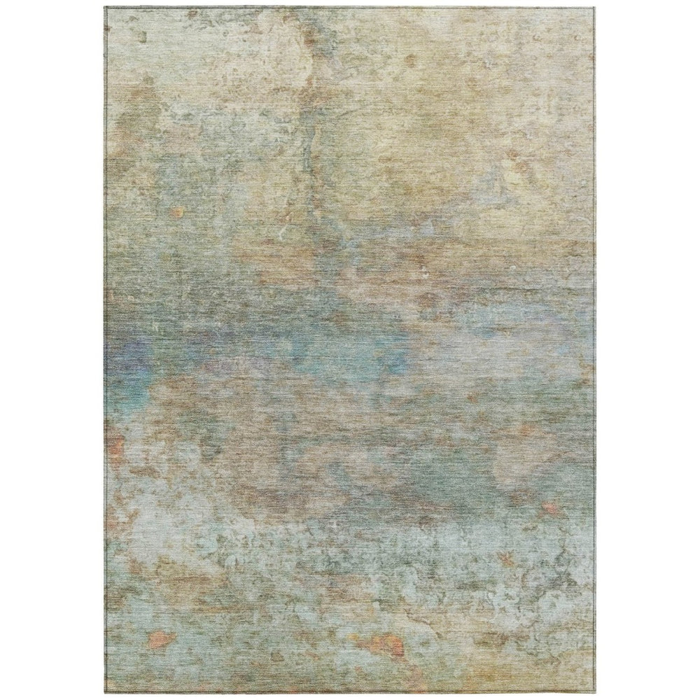 HomeRoots 5' Abstract Washable Area Rug in Wheat, Sky Blue & Beige – Perfect for Indoor/Outdoor Spaces 10' X 14' 631466