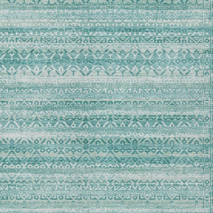 HomeRoots 5' Stylish Aqua and Ivory Striped Indoor Outdoor Area Rug – Durable, Washable, and Versatile Design 5' X 8' 631474
