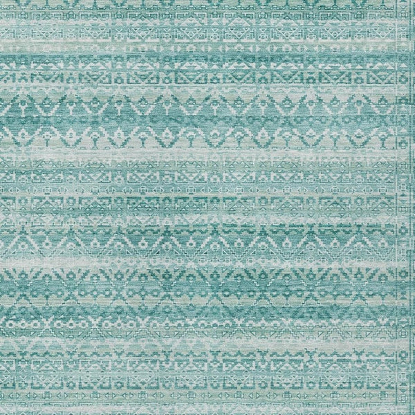 HomeRoots 5' Stylish Aqua and Ivory Striped Indoor Outdoor Area Rug – Durable, Washable, and Versatile Design 5' X 8' 631474