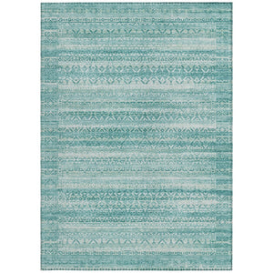 HomeRoots 5' Stylish Aqua and Ivory Striped Indoor Outdoor Area Rug – Durable, Washable, and Versatile Design 8' X 10' 631476