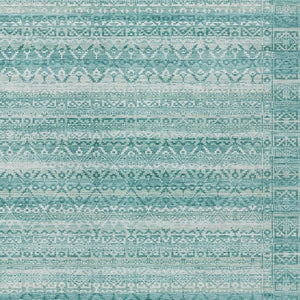 HomeRoots 5' Stylish Aqua and Ivory Striped Indoor Outdoor Area Rug – Durable, Washable, and Versatile Design 8' X 10' 631476