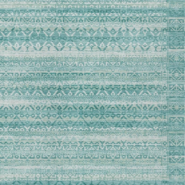 HomeRoots 5' Stylish Aqua and Ivory Striped Indoor Outdoor Area Rug – Durable, Washable, and Versatile Design 8' X 10' 631476