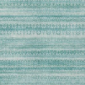 HomeRoots 5' Stylish Aqua and Ivory Striped Indoor Outdoor Area Rug – Durable, Washable, and Versatile Design 9' X 12' 631477