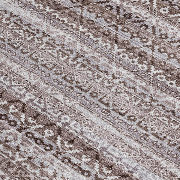 HomeRoots 5' Brown and Beige Striped Washable Area Rug for Indoor and Outdoor Use - Durable and Stylish Décor 9' X 12' 631483