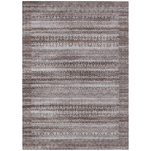 HomeRoots 5' Brown and Beige Striped Washable Area Rug for Indoor and Outdoor Use - Durable and Stylish Décor 9' X 12' 631483