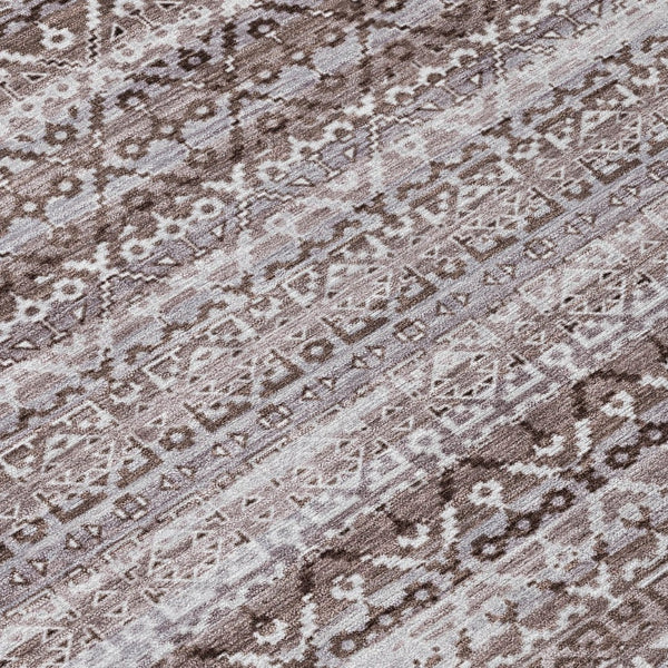 HomeRoots 5' Brown and Beige Striped Washable Area Rug for Indoor and Outdoor Use - Durable and Stylish Décor 10' X 14' 631484