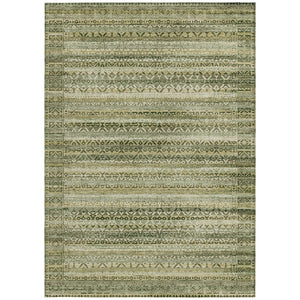 HomeRoots 5' Stylish Green and Beige Striped Washable Area Rug for Indoor or Outdoor High-Traffic Spaces 8' X 10' 631494
