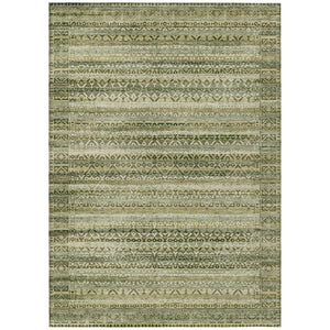 HomeRoots 5' Stylish Green and Beige Striped Washable Area Rug for Indoor or Outdoor High-Traffic Spaces 8' X 10' 631494