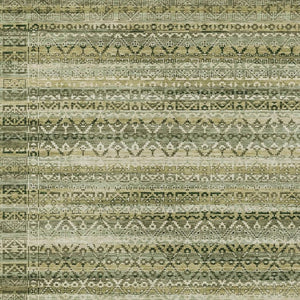 HomeRoots 5' Stylish Green and Beige Striped Washable Area Rug for Indoor or Outdoor High-Traffic Spaces 8' X 10' 631494