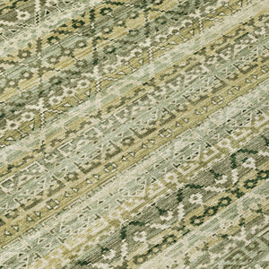 HomeRoots 5' Stylish Green and Beige Striped Washable Area Rug for Indoor or Outdoor High-Traffic Spaces 9' X 12' 631495