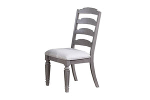 English Elm Light Grey Upholstered Ladder Back Dining Chairs Set of 2 — Comfortable Wooden Frame Side Seating, 19"x25"x40" B011P287307