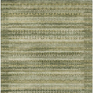 HomeRoots 5' Stylish Green and Beige Striped Washable Area Rug for Indoor or Outdoor High-Traffic Spaces 10' X 14' 631496