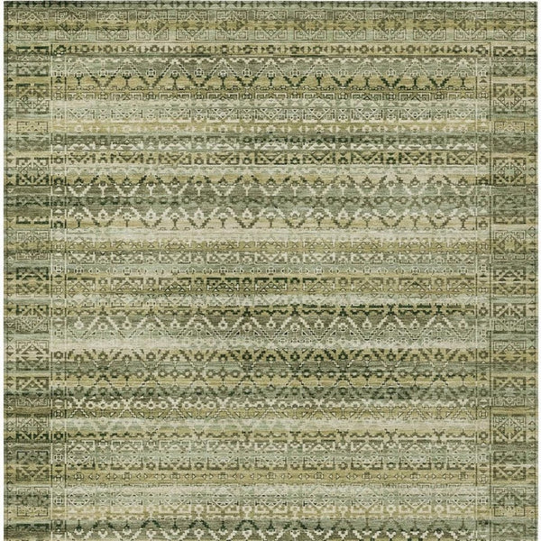 HomeRoots 5' Stylish Green and Beige Striped Washable Area Rug for Indoor or Outdoor High-Traffic Spaces 10' X 14' 631496