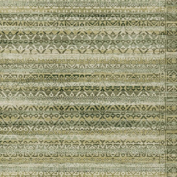 HomeRoots 5' Stylish Green and Beige Striped Washable Area Rug for Indoor or Outdoor High-Traffic Spaces 10' X 14' 631496