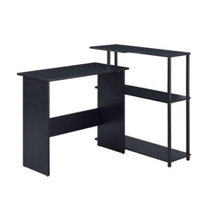 English Elm Rectangular Writing Desk With Integrated Side Bookshelf - Modern, Space-Saving Black Office Solution B016P311329-GIGA