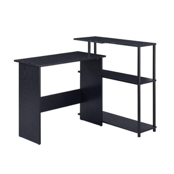 English Elm Rectangular Writing Desk With Integrated Side Bookshelf - Modern, Space-Saving Black Office Solution B016P311329-GIGA
