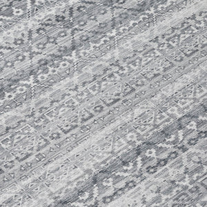 HomeRoots 5' Gray and Silver Striped Indoor Outdoor Area Rug - Stylish, Washable, and Stain-Resistant Design 10' X 14' 631502