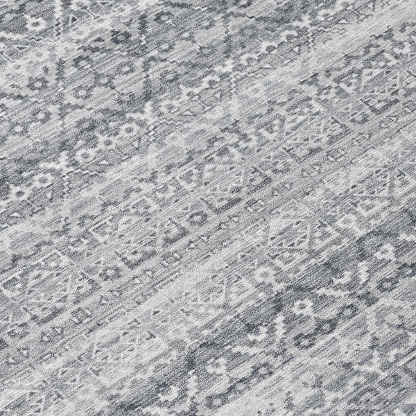 HomeRoots 5' Gray and Silver Striped Indoor Outdoor Area Rug - Stylish, Washable, and Stain-Resistant Design 10' X 14' 631502