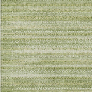 HomeRoots 5' Sage and Ivory Striped Area Rug - Durable, Washable Design for Indoor and Outdoor Spaces 5' X 8' 631510