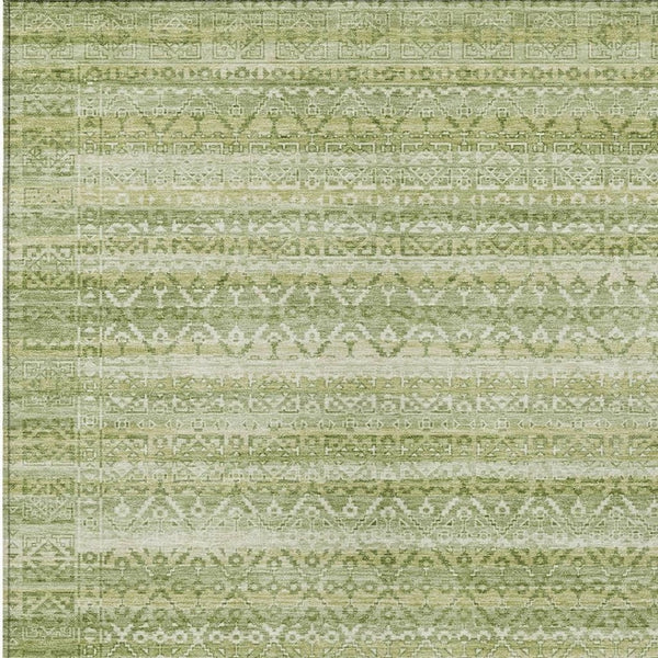 HomeRoots 5' Sage and Ivory Striped Area Rug - Durable, Washable Design for Indoor and Outdoor Spaces 5' X 8' 631510