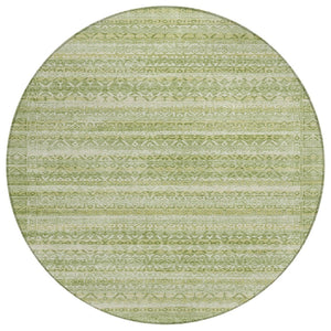 HomeRoots 5' Sage and Ivory Striped Area Rug - Durable, Washable Design for Indoor and Outdoor Spaces 8' Round 631511