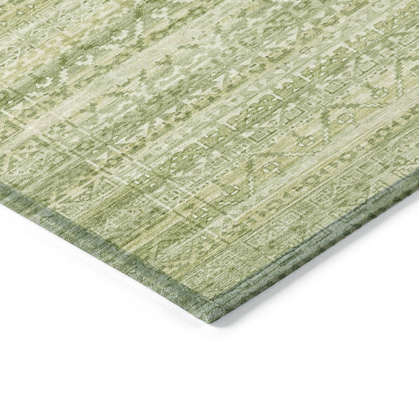HomeRoots 5' Sage and Ivory Striped Area Rug - Durable, Washable Design for Indoor and Outdoor Spaces 8' Round 631511
