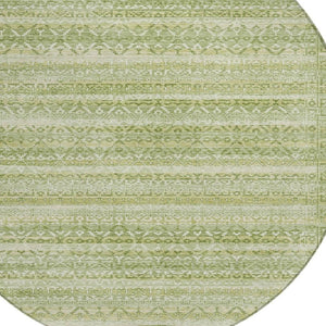 HomeRoots 5' Sage and Ivory Striped Area Rug - Durable, Washable Design for Indoor and Outdoor Spaces 8' Round 631511