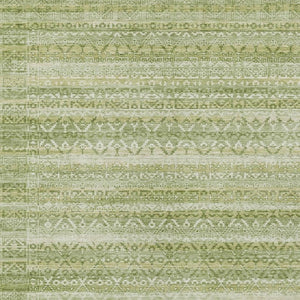 HomeRoots 5' Sage and Ivory Striped Area Rug - Durable, Washable Design for Indoor and Outdoor Spaces 8' X 10' 631512