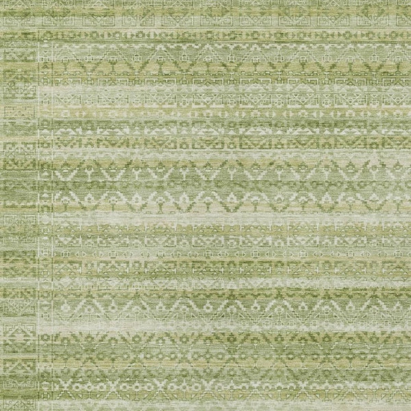 HomeRoots 5' Sage and Ivory Striped Area Rug - Durable, Washable Design for Indoor and Outdoor Spaces 8' X 10' 631512