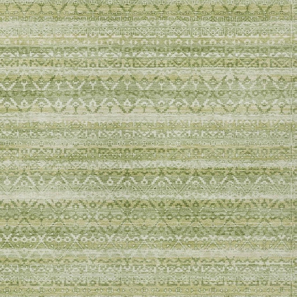 HomeRoots 5' Sage and Ivory Striped Area Rug - Durable, Washable Design for Indoor and Outdoor Spaces 9' X 12' 631513