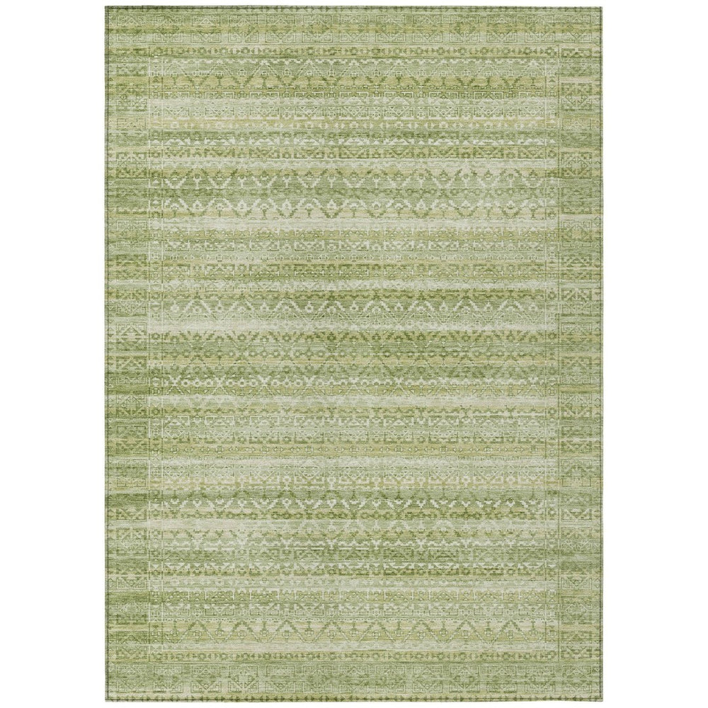 HomeRoots 5' Sage and Ivory Striped Area Rug - Durable, Washable Design for Indoor and Outdoor Spaces 10' X 14' 631514