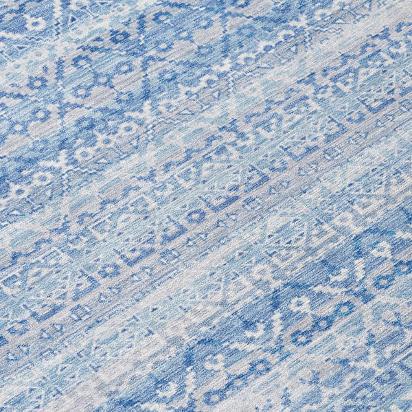 HomeRoots 5' Sky Blue and Ivory Striped Indoor Outdoor Area Rug – Durable, Washable, Stylish Coastal Charm 5' X 8' 631516