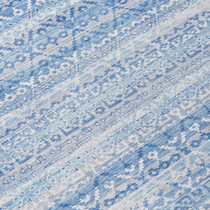 HomeRoots 5' Sky Blue and Ivory Striped Indoor Outdoor Area Rug – Durable, Washable, Stylish Coastal Charm 9' X 12' 631519