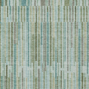 HomeRoots 5' Indoor Outdoor Area Rug in Artichoke Green and Teal Blue Stripes - Durable, Washable Design 8' X 10' 631524