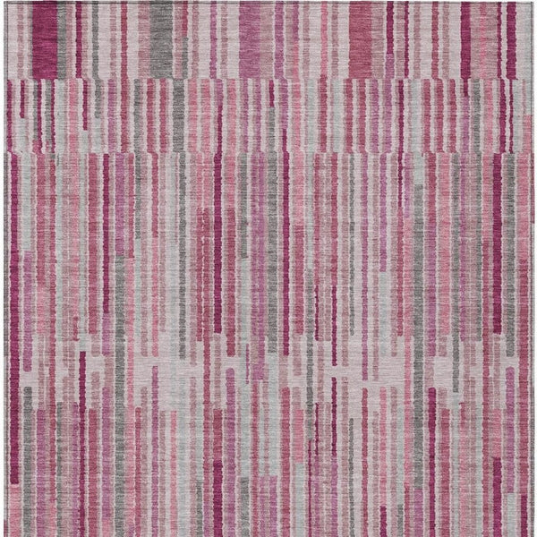 HomeRoots 5' Elegant Blush and Ivory Striped Indoor Outdoor Area Rug - Durable, Washable, Easy-Care Solution 5' X 8' 631528
