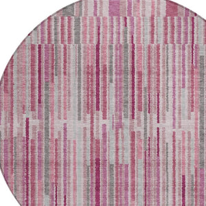 HomeRoots 5' Elegant Blush and Ivory Striped Indoor Outdoor Area Rug - Durable, Washable, Easy-Care Solution 8' Round 631529