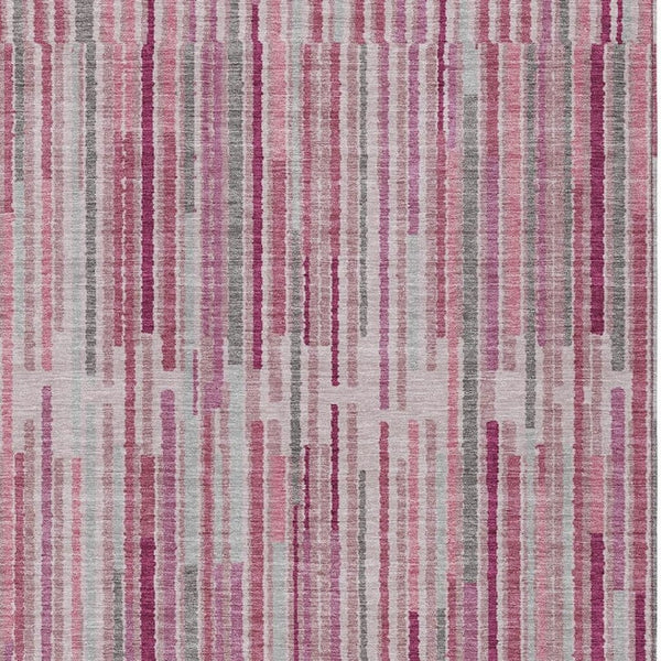 HomeRoots 5' Elegant Blush and Ivory Striped Indoor Outdoor Area Rug - Durable, Washable, Easy-Care Solution 8' X 10' 631530