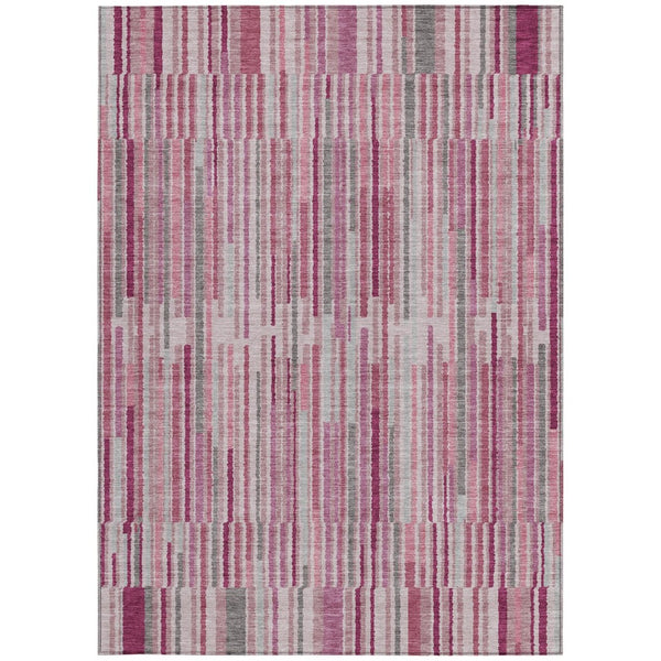 HomeRoots 5' Elegant Blush and Ivory Striped Indoor Outdoor Area Rug - Durable, Washable, Easy-Care Solution 9' X 12' 631531