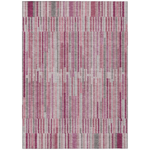 HomeRoots 5' Elegant Blush and Ivory Striped Indoor Outdoor Area Rug - Durable, Washable, Easy-Care Solution 9' X 12' 631531