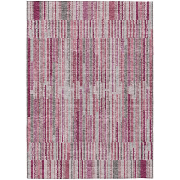 HomeRoots 5' Elegant Blush and Ivory Striped Indoor Outdoor Area Rug - Durable, Washable, Easy-Care Solution 9' X 12' 631531