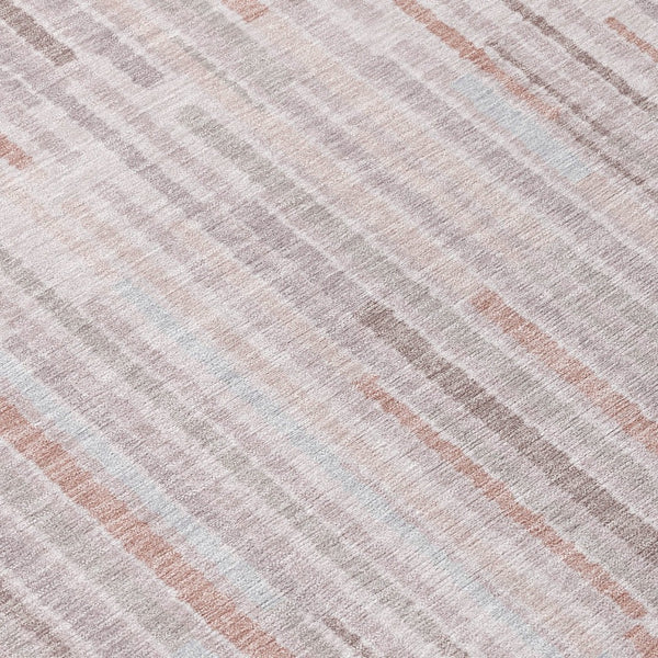 HomeRoots 5' Coral and Beige Striped Area Rug – Stylish, Washable Design for Indoor and Outdoor Spaces 5' X 8' 631534