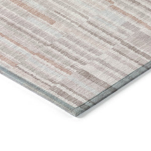 HomeRoots 5' Coral and Beige Striped Area Rug – Stylish, Washable Design for Indoor and Outdoor Spaces 8' Round 631535