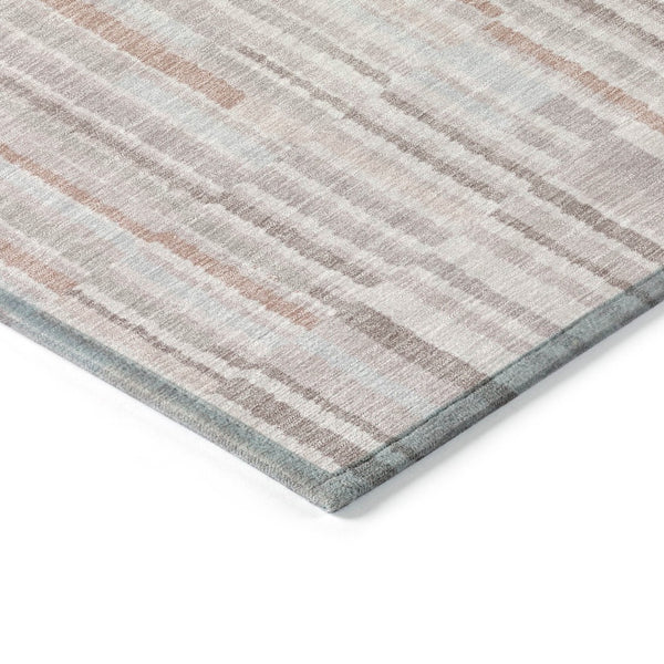 HomeRoots 5' Coral and Beige Striped Area Rug – Stylish, Washable Design for Indoor and Outdoor Spaces 8' Round 631535
