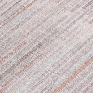 HomeRoots 5' Coral and Beige Striped Area Rug – Stylish, Washable Design for Indoor and Outdoor Spaces 8' X 10' 631536