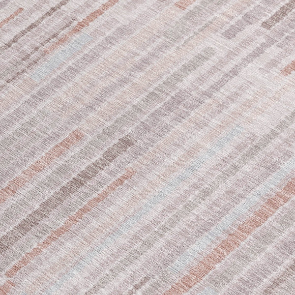 HomeRoots 5' Coral and Beige Striped Area Rug – Stylish, Washable Design for Indoor and Outdoor Spaces 8' X 10' 631536
