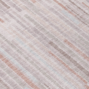 HomeRoots 5' Coral and Beige Striped Area Rug – Stylish, Washable Design for Indoor and Outdoor Spaces 9' X 12' 631537