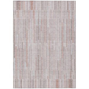 HomeRoots 5' Coral and Beige Striped Area Rug – Stylish, Washable Design for Indoor and Outdoor Spaces 10' X 14' 631538