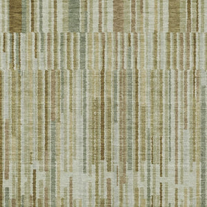 HomeRoots 5' Stylish Khaki and Olive Green Striped Washable Rug for Indoor and Outdoor Versatile Use 5' X 8' 631540