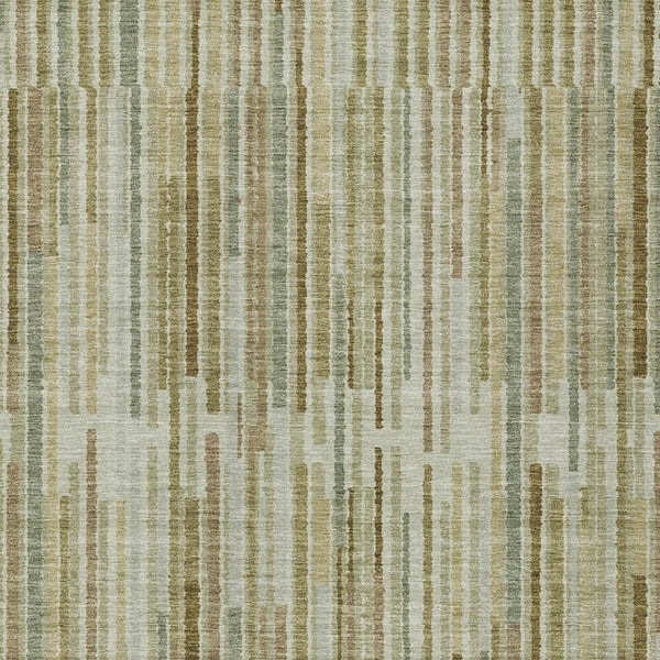 HomeRoots 5' Stylish Khaki and Olive Green Striped Washable Rug for Indoor and Outdoor Versatile Use 8' X 10' 631542